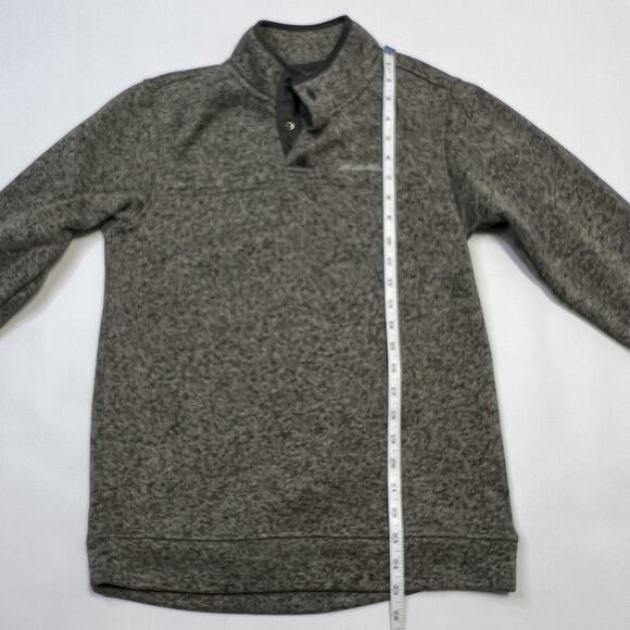 Eddie Bauer Radiator Fleece Snap Pullover Mens Small Gray Mock Neck Sweater Warm - Picture 1 of 7